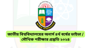 জাতীয় বিশ্ববিদ্যালয়ের অনার্স ৪র্থ বর্ষের ভাইভা / মৌখিক পরীক্ষার প্রস্তুতি ২০২৪